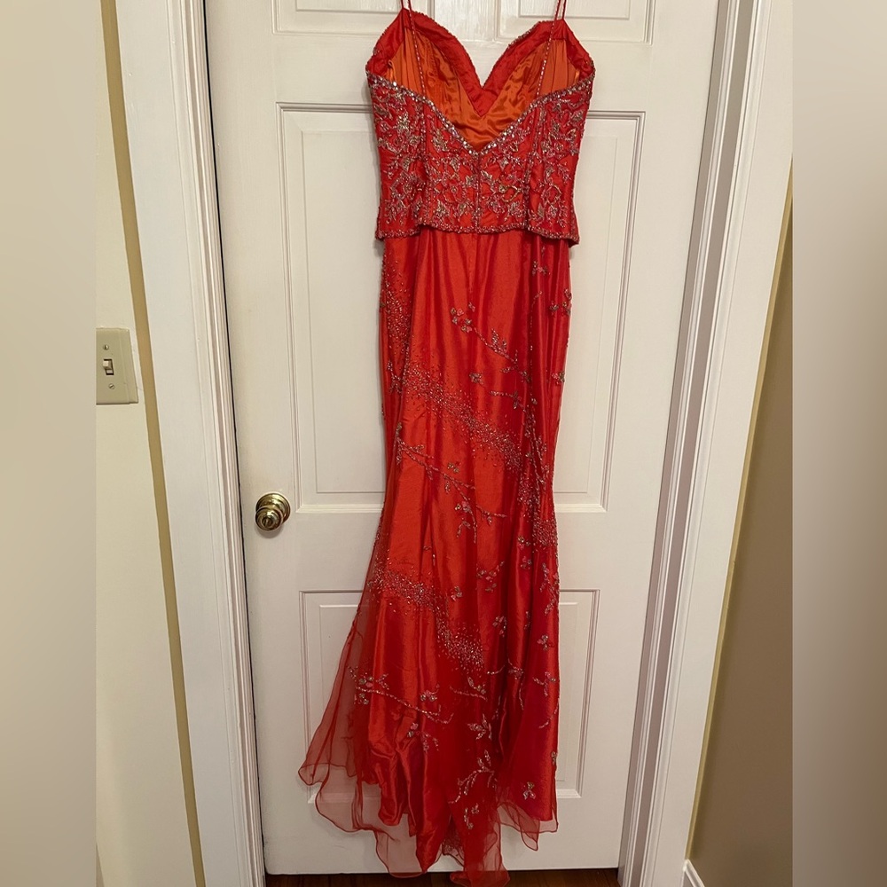 Custom Couture•Claire’s Collection•Red Beaded Evening Gown Dress - Picture 4 of 4